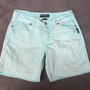 Silver jeans Suki shorts turquoise cut off midrise 29”